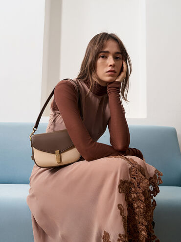 Aurelia Faux Suede Metallic-Accent Saddle Bag, Multi, hi-res