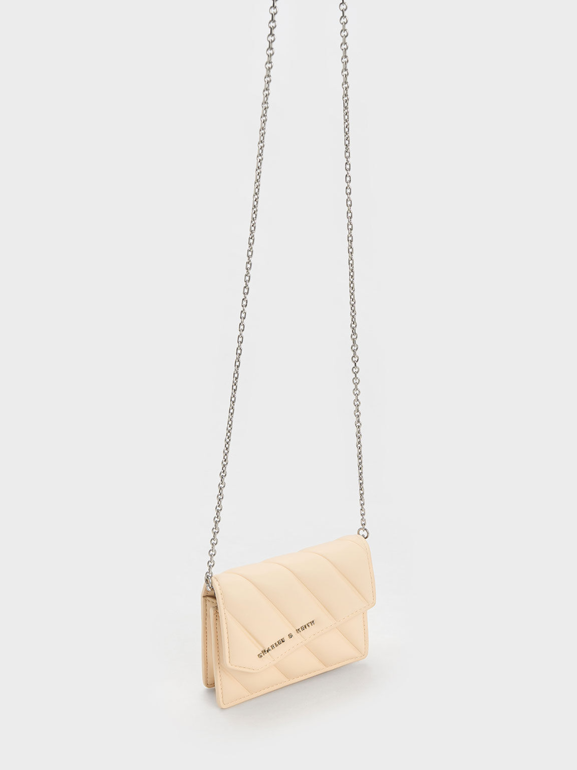 Beige Asymmetric Flap Panelled Wallet CHARLES KEITH IN