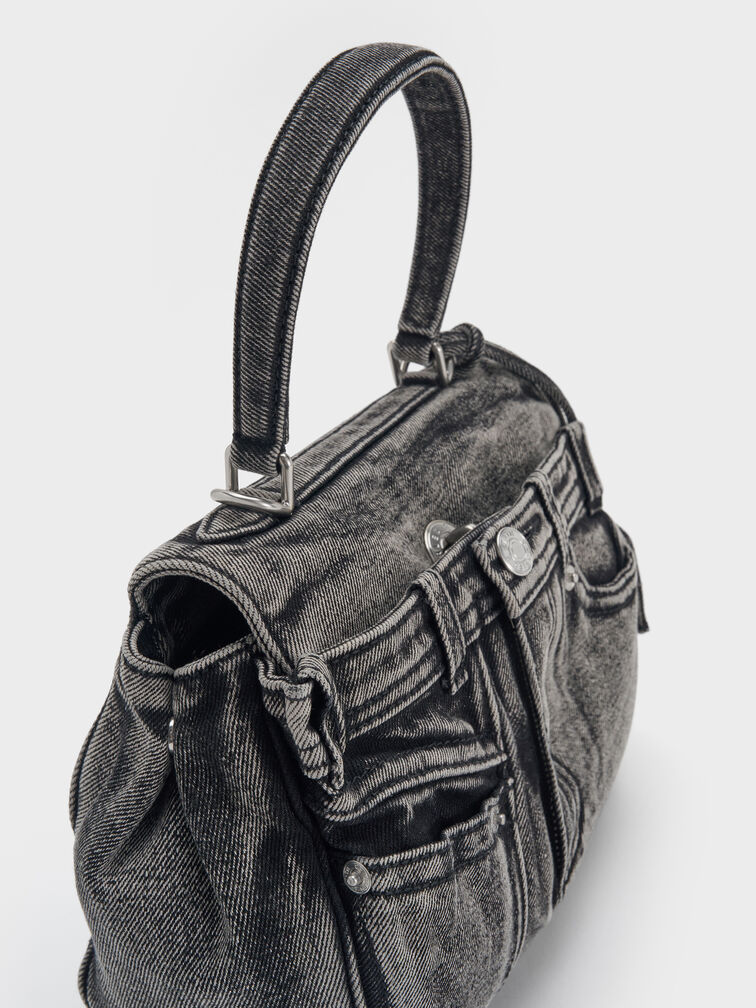 Arita Denim Jeans Top Handle Bag, Denim Noir, hi-res