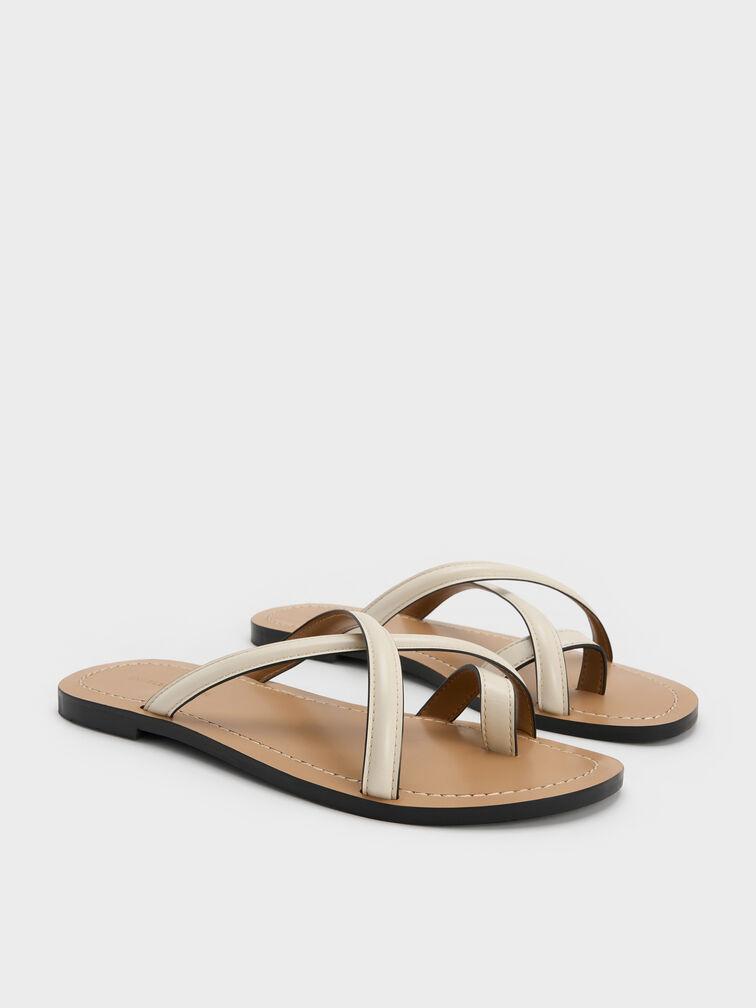 Crossover Toe-Ring Sandals, Chalk, hi-res