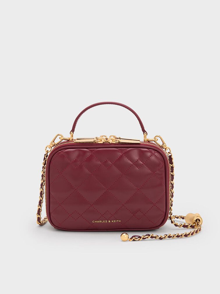 Duo Quilted Vanity Bag, Burgundy, hi-res