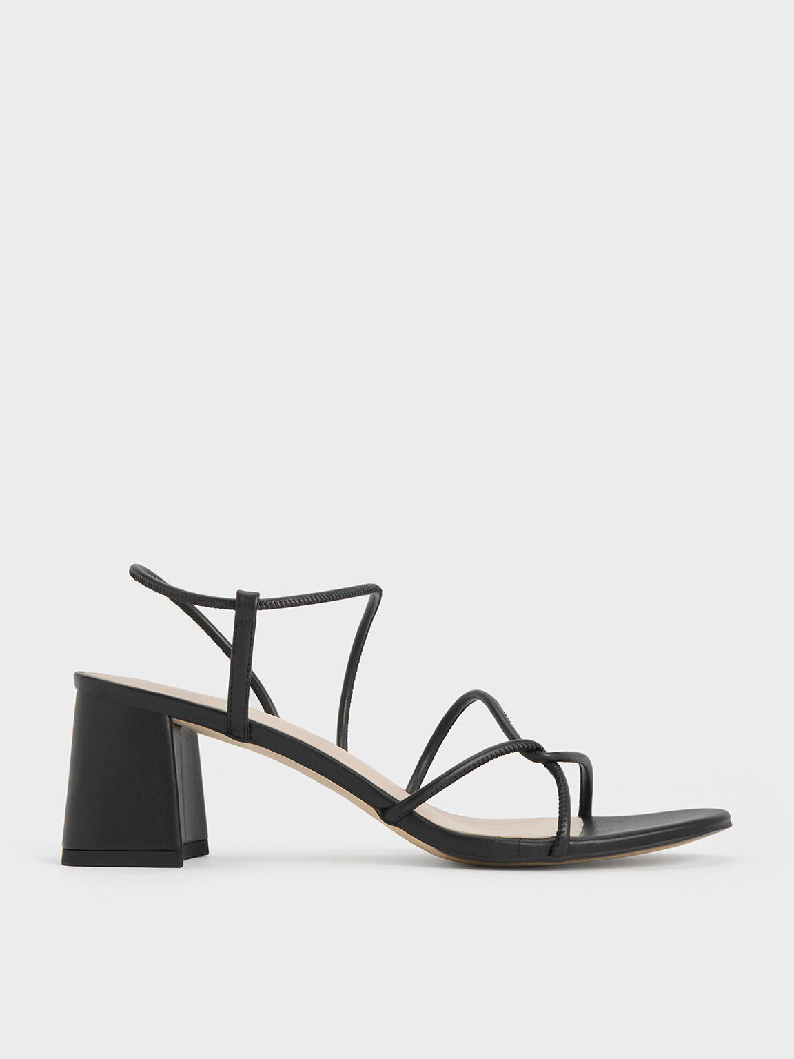 Charles & Keith thin strap mid heeled sandals in black | ASOS