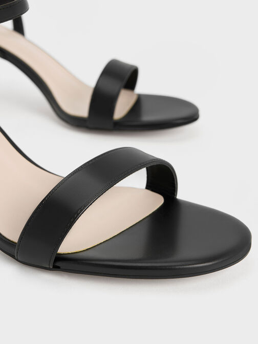 Oleana Clear Trapeze Heel Sandals, Black, hi-res