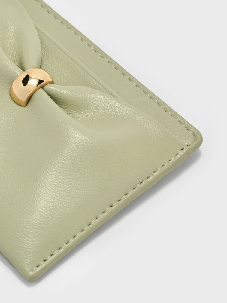 Halsey Ruched Card Holder, Pale Sage, hi-res