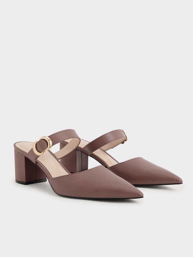 Metallic Accent Pointed-Toe Pumps, Mauve, hi-res