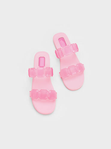 Fia Gem-Strap Slide Sandals, Light Pink, hi-res