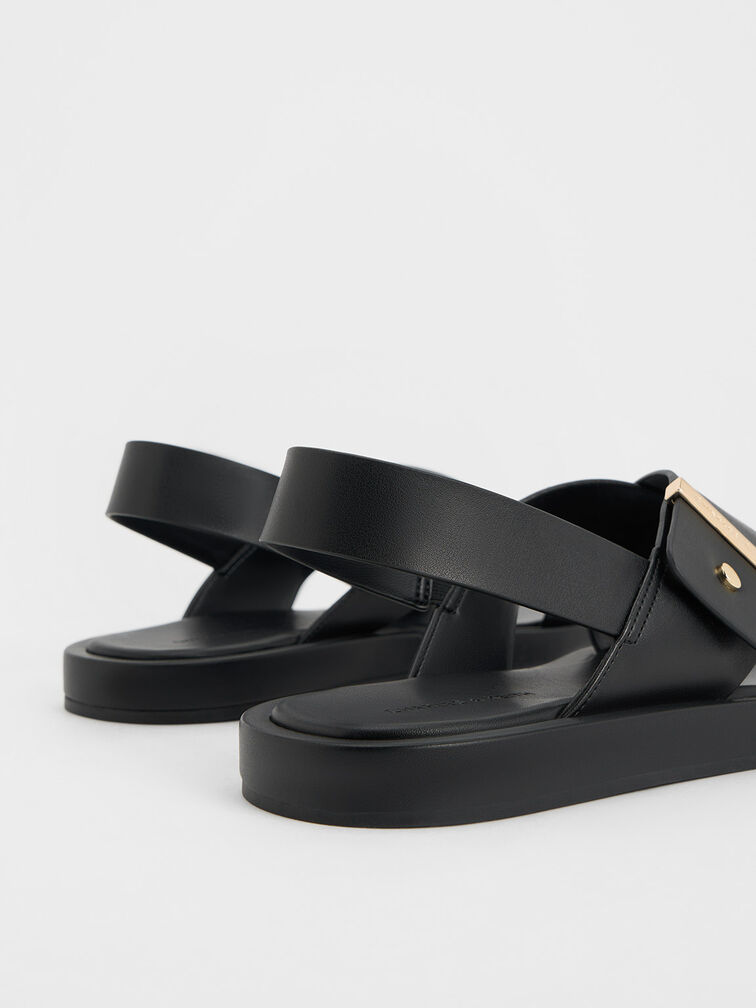Crossover Back Strap Sandals, Black, hi-res