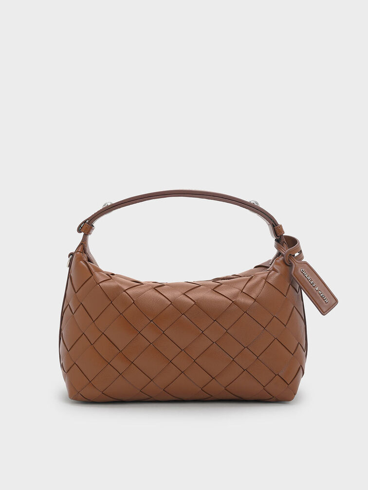 Ivette Woven Shoulder Bag, Chocolate, hi-res