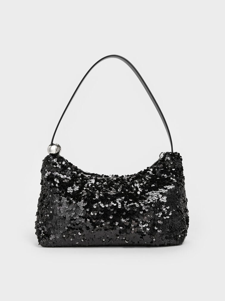 Jesmyn Sequinned Two-Way Bag, Noir, hi-res