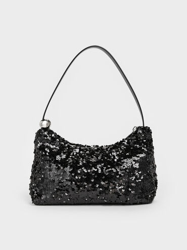 Jesmyn Sequinned Two-Way Bag, Noir, hi-res