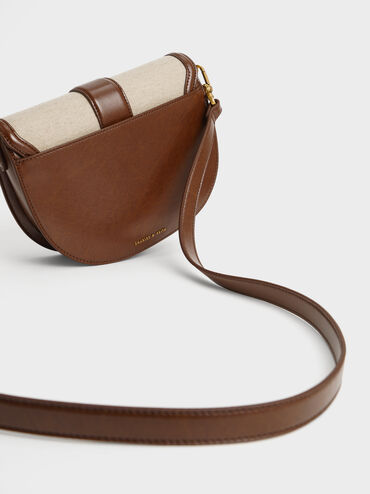 Gabine Two-Tone Saddle Bag, Chocolate, hi-res