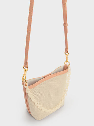 Alcott Scarf Canvas Bucket Bag, Beige, hi-res