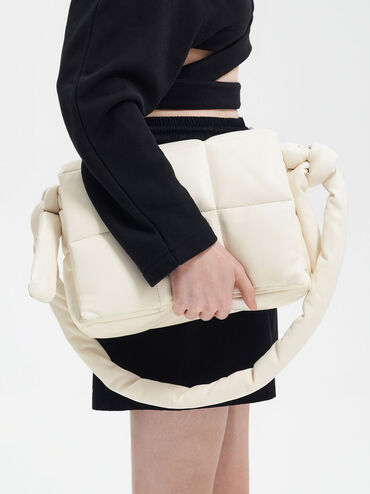 Errya Quilted Puffy Crossbody Bag, Cream, hi-res