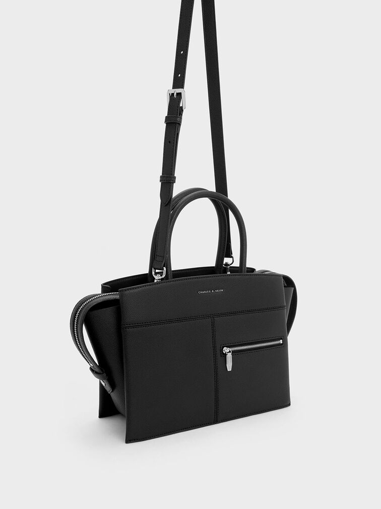 Anwen Trapeze Top Handle Bag, Noir, hi-res
