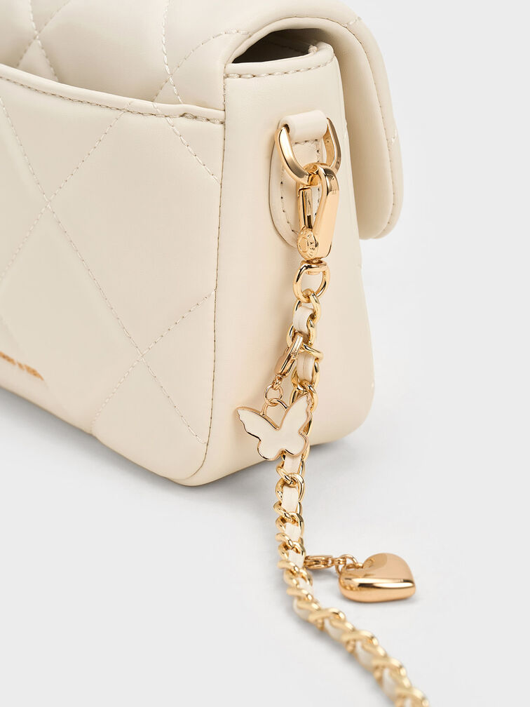 Quilted Boxy Top Handle Bag, Cream, hi-res