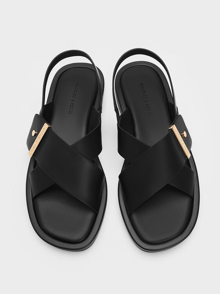 Audra Crossover Slingback Sandals, Black, hi-res