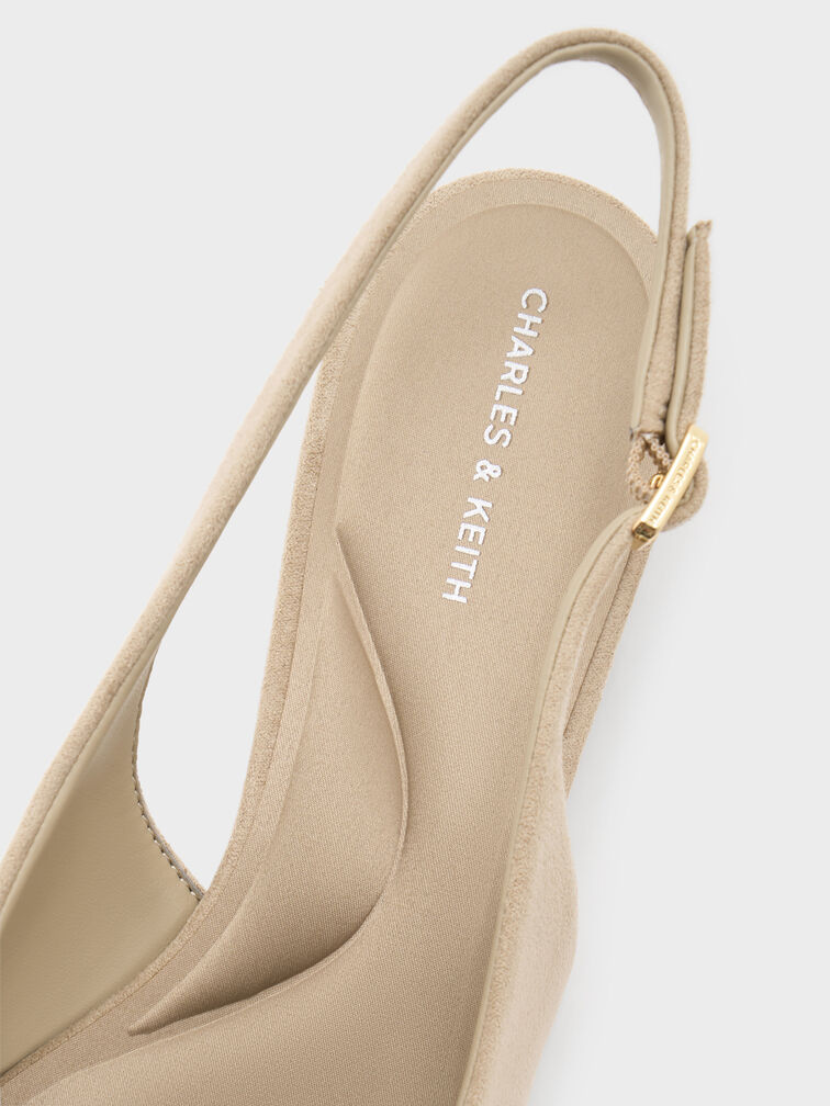 Emelia Faux Suede Slingback Flats, Beige, hi-res