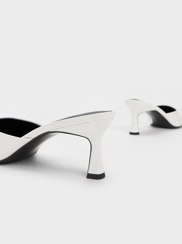 Flare Heel Mules, White, hi-res