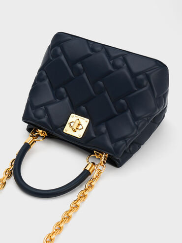 Tillie Quilted Top Handle Bag, Navy, hi-res