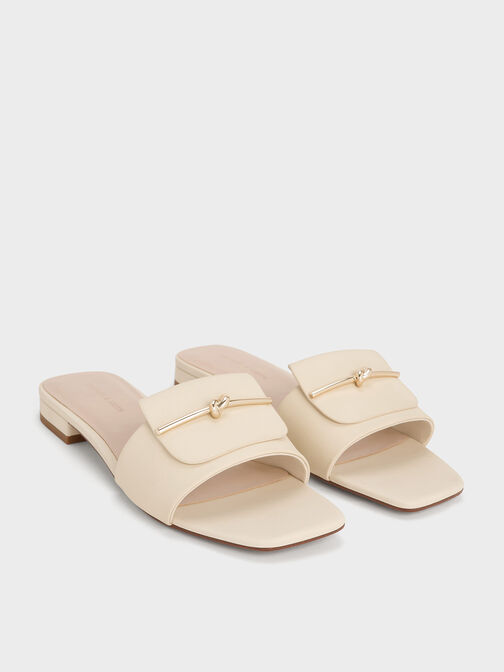 Knotted Accent Slide Sandals, Chalk, hi-res