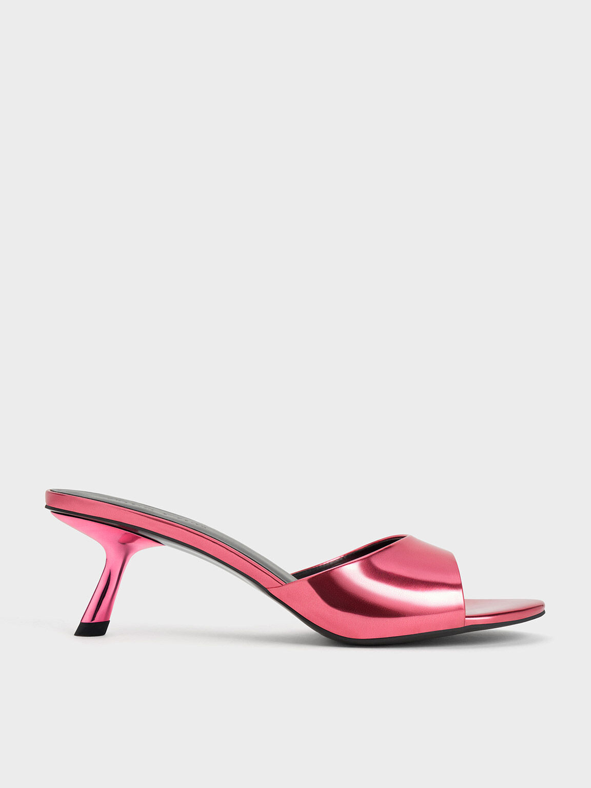 Metallic Slant Heel Mules Fuchsia
