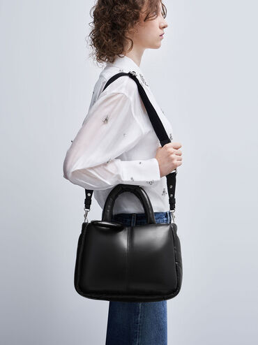 Moore Padded Tote Bag, Noir, hi-res