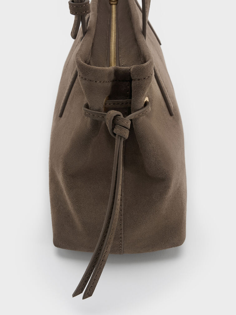 Noane Elongated-Handle Shoulder Bag, Stone Grey, hi-res