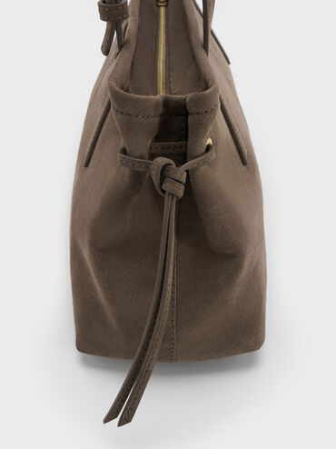 Noane Elongated-Handle Shoulder Bag, Stone Grey, hi-res