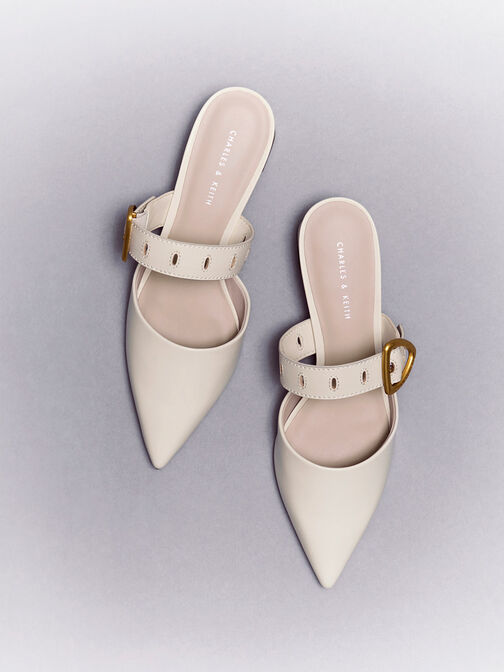 Sepphe Cut-Out Heeled Mules, Cream, hi-res