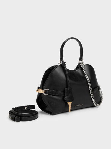 Delfina Chain Side-Belt Tote Bag, Noir, hi-res