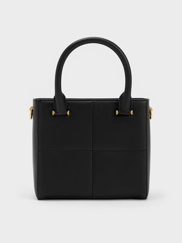 Georgette Square Tote Bag, Black, hi-res
