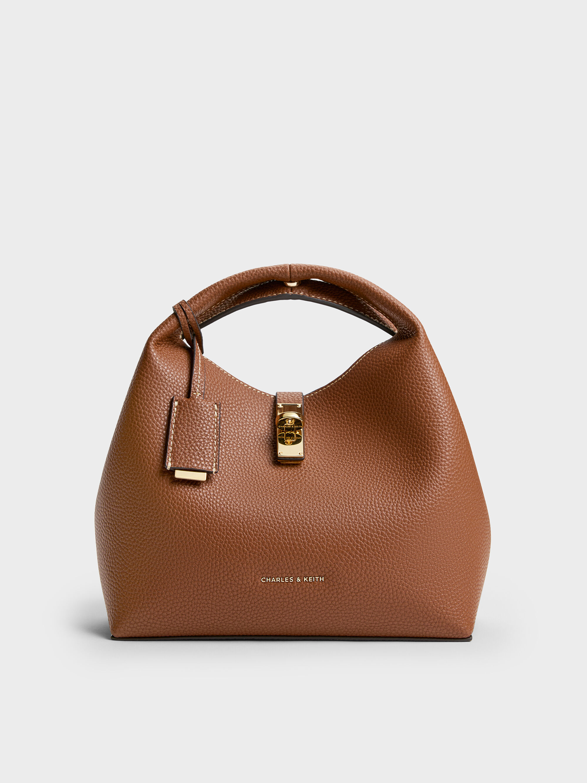Chocolate Chance Recycled Leather Turn-Lock Bucket Bag - Chocolate