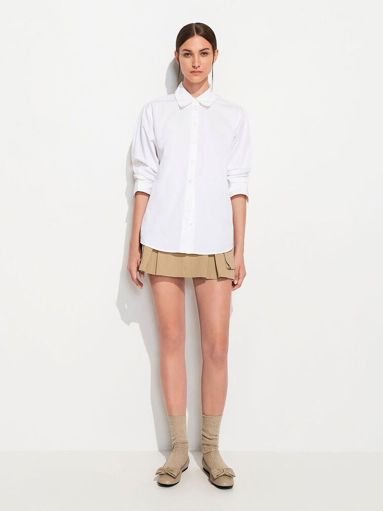 Chain-Link Bow Ballerinas, Beige, hi-res