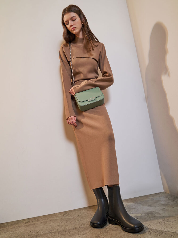 Chain Strap Shoulder Bag, Sage Green, hi-res