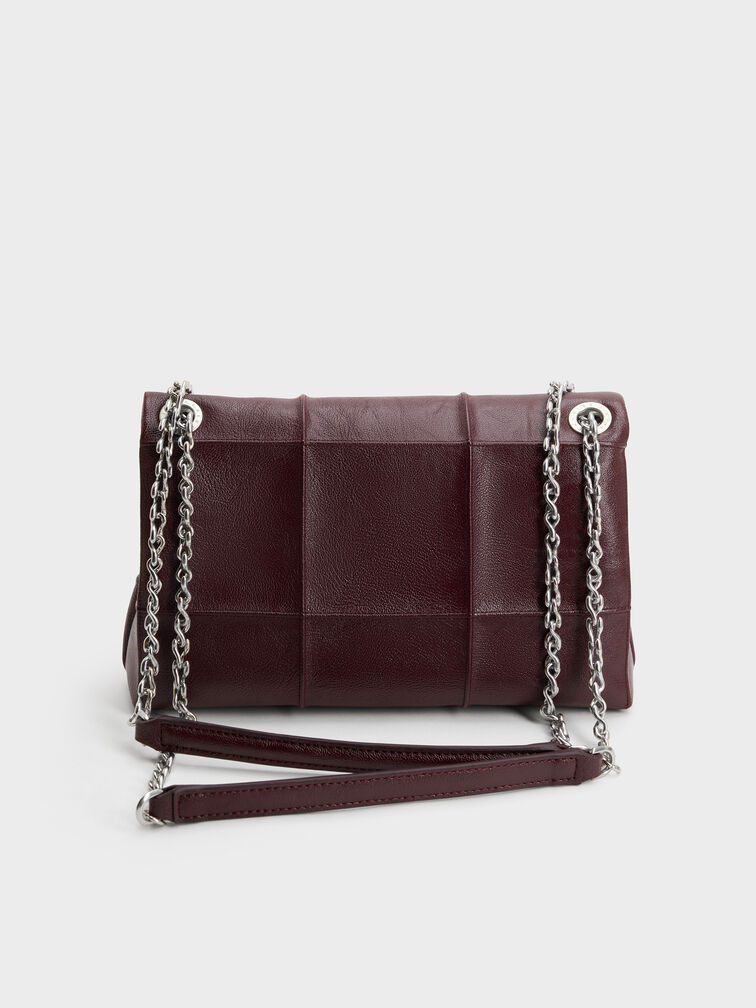 Delfina Quilted Chain-Strap Shoulder Bag, Wineberry Red, hi-res