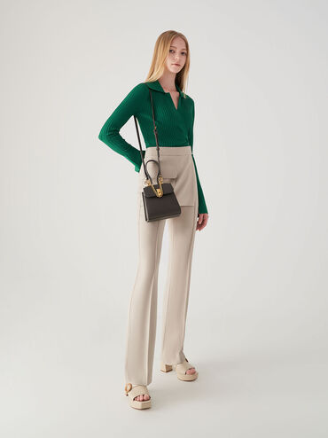 Woven Buckle Platform Mules, Chalk, hi-res
