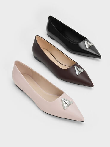 Trice Metallic Accent Pointed-Toe Flats, Black Box, hi-res