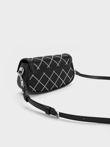 Este Chain Handle Satin Bag, Black, hi-res
