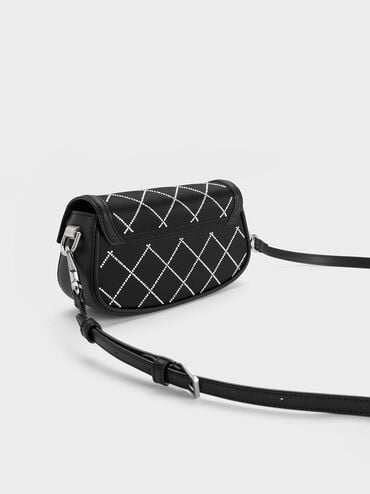 Este Chain Handle Satin Bag, Black, hi-res