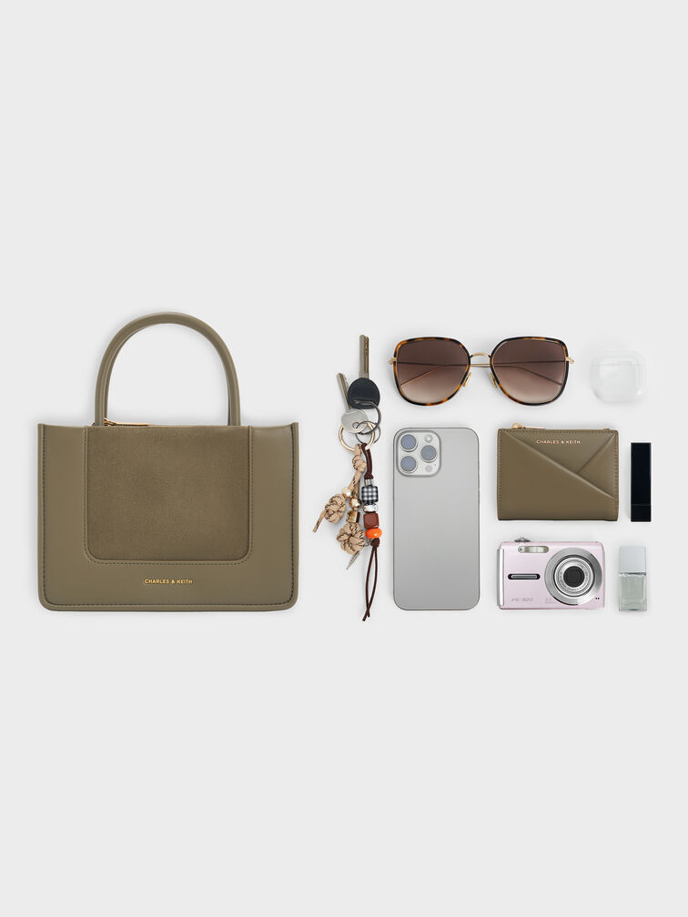 Mini Daylla Recycled Suede Tote Bag, Deep Olive, hi-res