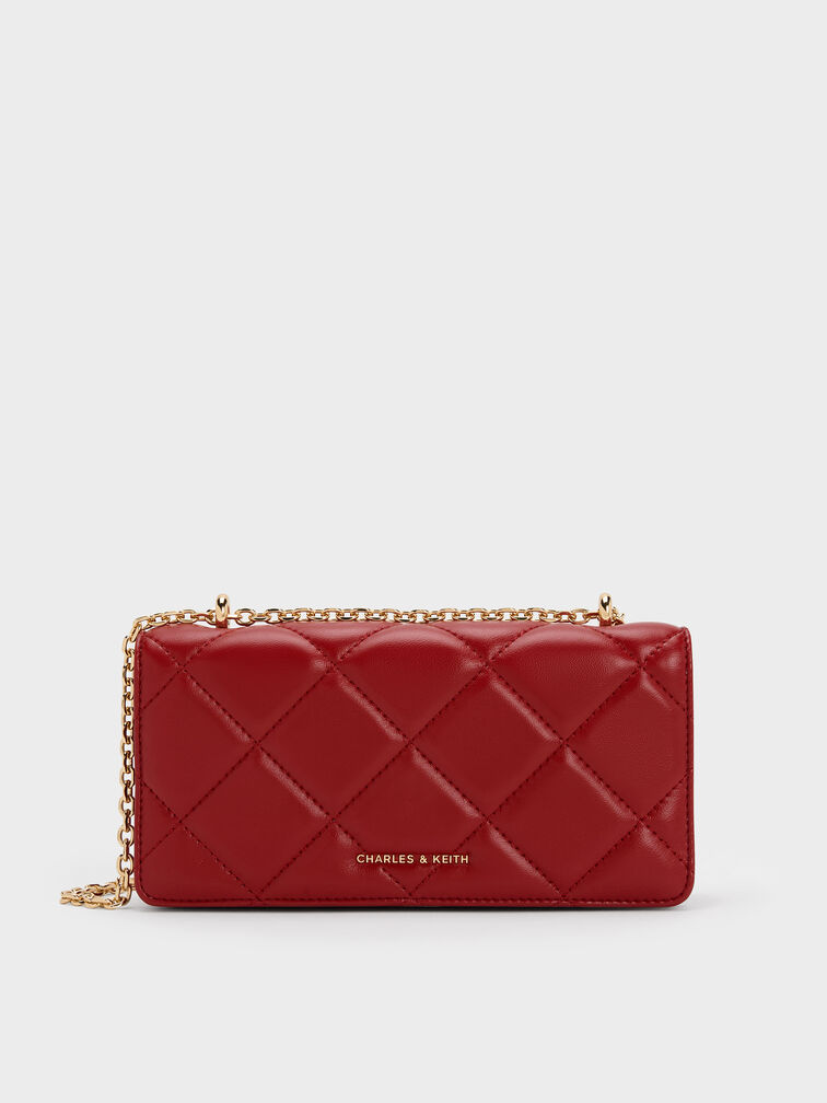 Paffuto Quilted Wallet On Chain, Tomato Red, hi-res