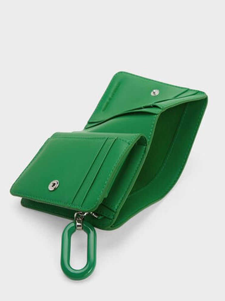 Corey Oval Keychain Zip Wallet, Green, hi-res