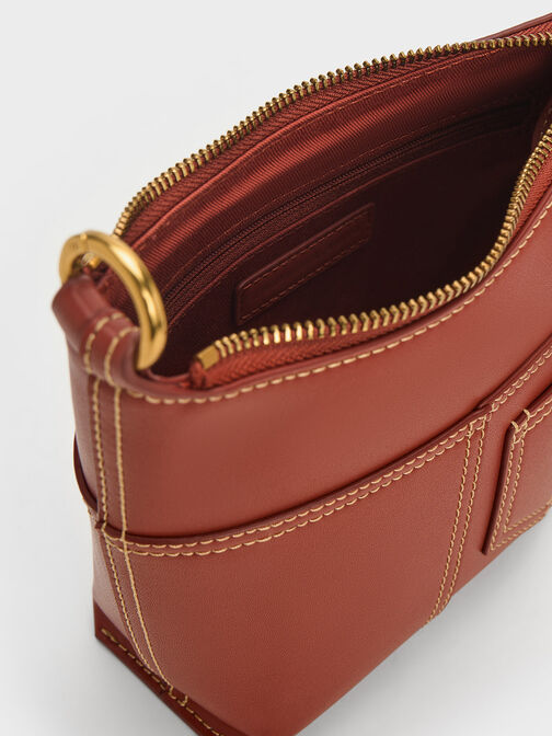 Anthea Contrast-Trim Shoulder Bag, Mocha, hi-res
