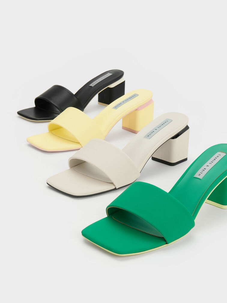 Square Block Heel Mules, Chalk, hi-res