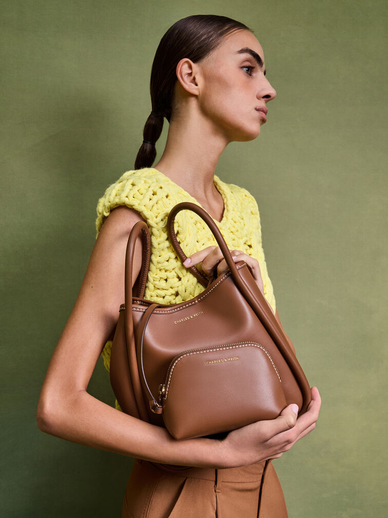 Mini Lyla Tubular Tote Bag, Chocolate, hi-res