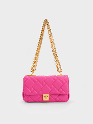 Tillie Quilted Chain Bag, Fuchsia, hi-res