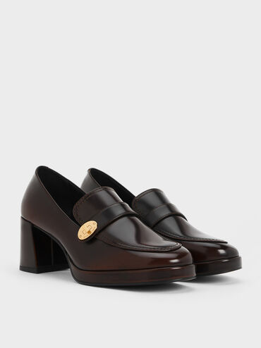 Hettie Metallic Accent Loafer Pumps, Brown, hi-res