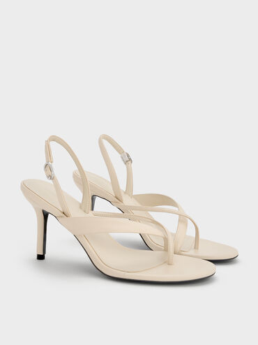 Stiletto Slingback Thong Sandals, Chalk, hi-res