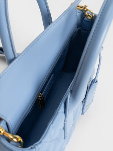 Nezu Quilted Tote Bag, Light Blue, hi-res