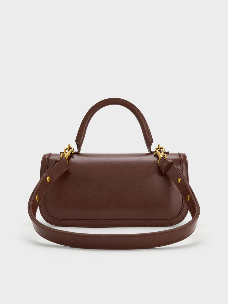 Charlot Elongated Top Handle Bag, Dark Brown, hi-res